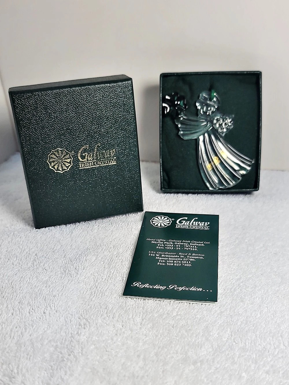 Galway Irish Crystal Angel with Shamrock Christmas Ornament NWT
